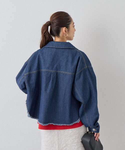 un dix cors（アンディコール）の「《大人カジュアルなムード漂う》裾フリンジデニムジャケット（デニムジャケット・レディース・インディゴブルー/ブラック・FREE）」の20枚目の写真