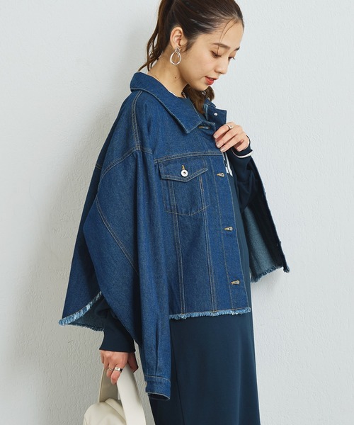 un dix cors（アンディコール）の「《大人カジュアルなムード漂う》裾フリンジデニムジャケット（デニムジャケット・レディース・インディゴブルー/ブラック・FREE）」の3枚目の写真