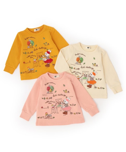 KP（ケーピー）の「お絵描きミミ 刺シュウトレーナー 【吸湿発熱加工】（スウェット・キッズ・オレンジ/ピンク/アイボリー・80ｃｍ/90cm/110cm/130cm/140cm/100cm/120cm）」の7枚目の写真