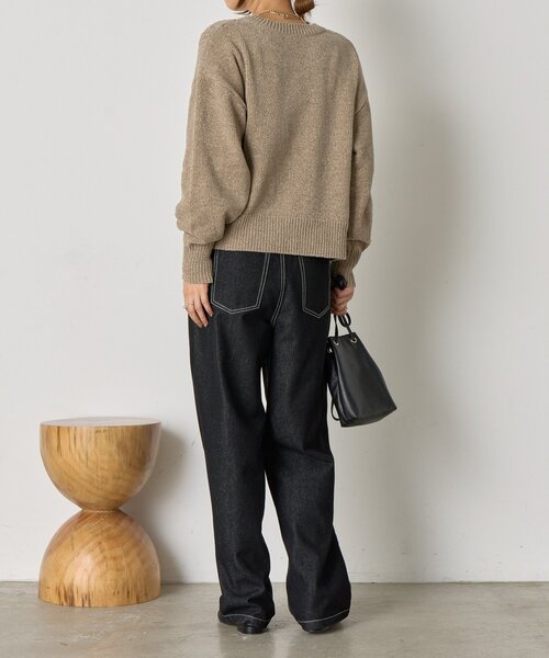 Jena espace merveilleux(ジェナ エスパスメルヴェイユ)の「モールケーブルラメニット(ニット/セーター・レディース・チャコールグレー/グレー/アイボリー・FREE)」の4枚目の写真