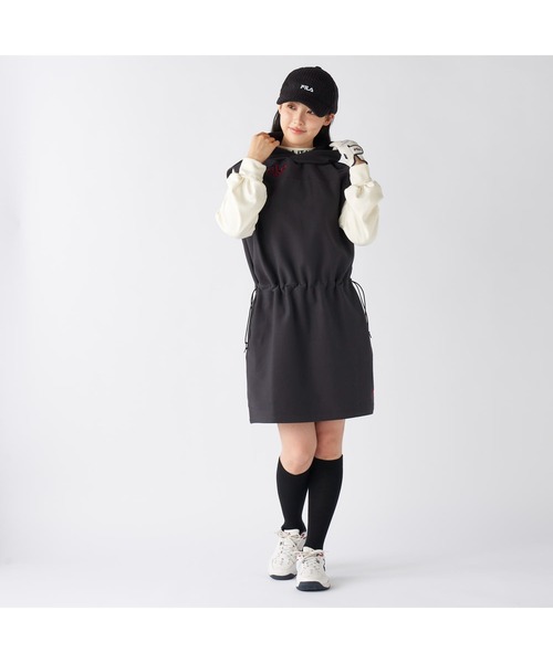 FILA GOLF(フィラゴルフ )の「FILA GOLF フィラゴルフ ゴルフウェア ワンポイント ロゴ ストレッチ 保温 裏起毛 ノースリーブ パーカー ベスト ワンピース(ワンピース・レディース・ブラック/グレー・M/L/LL)」の10枚目の写真
