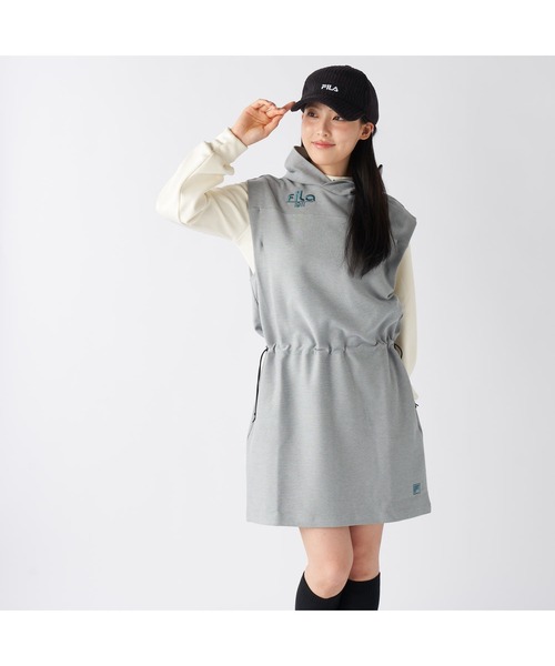 FILA GOLF(フィラゴルフ )の「FILA GOLF フィラゴルフ ゴルフウェア ワンポイント ロゴ ストレッチ 保温 裏起毛 ノースリーブ パーカー ベスト ワンピース(ワンピース・レディース・ブラック/グレー・M/L/LL)」の22枚目の写真