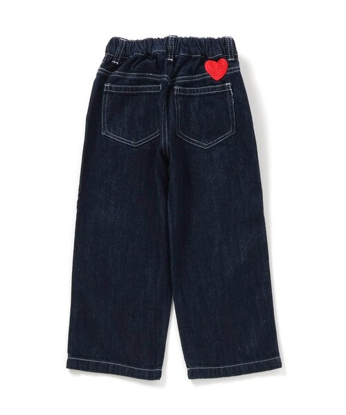 セール】【ジュニア対応】チェーン刺繍ワイドデニムパンツ（デニム