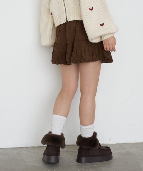 RAY CASSIN（レイカズン）の「厚底ムートンショートブーツ（ブーツ・レディース・ダークブラウン/ベージュ・L/M/S）」の14枚目の写真