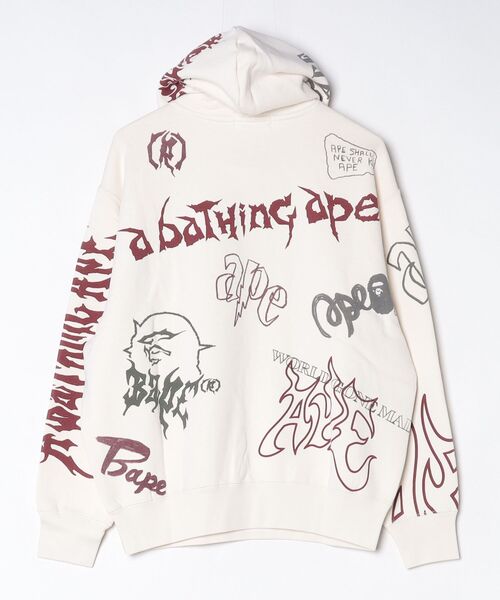 A BATHING APE（アベイシングエイプ）の「ALLOVER PRINT RELAXED FIT PULLOVER HOODIE（パーカー・メンズ・ブラック/アイボリー・MEDIUM/X-LARGE/LARGE/XX-LARGE/SMALL）」の14枚目の写真