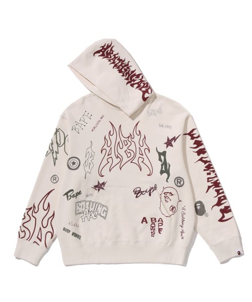 A BATHING APE（アベイシングエイプ）の「ALLOVER PRINT RELAXED FIT PULLOVER HOODIE（パーカー・メンズ・ブラック/アイボリー・MEDIUM/X-LARGE/LARGE/XX-LARGE/SMALL）」の5枚目の写真