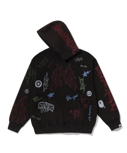 A BATHING APE（アベイシングエイプ）の「ALLOVER PRINT RELAXED FIT PULLOVER HOODIE（パーカー・メンズ・ブラック/アイボリー・MEDIUM/X-LARGE/LARGE/XX-LARGE/SMALL）」の6枚目の写真