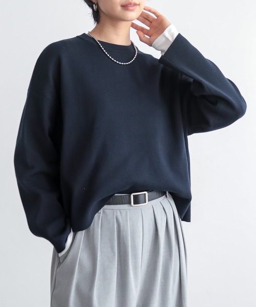 for/c（フォーシー）の「[新色追加]スウェットライクシンプルニット【サスティナブル】（ニット/セーター・レディース・ブラック/オフホワイト/グレー/ブラウン/ネイビー/グリーン・M/L/LL/S）」の6枚目の写真