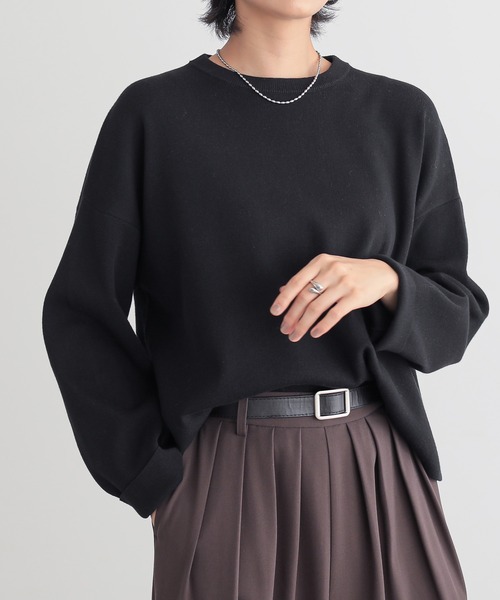 for/c（フォーシー）の「[新色追加]スウェットライクシンプルニット【サスティナブル】（ニット/セーター・レディース・ブラック/オフホワイト/グレー/ブラウン/ネイビー/グリーン・M/L/LL/S）」の18枚目の写真