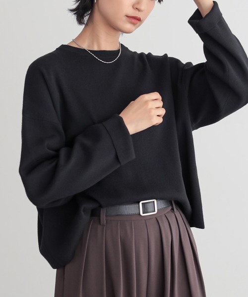 for/c（フォーシー）の「[新色追加]スウェットライクシンプルニット【サスティナブル】（ニット/セーター・レディース・ブラック/オフホワイト/グレー/ブラウン/ネイビー/グリーン・M/L/LL/S）」の19枚目の写真