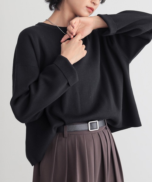 for/c（フォーシー）の「[新色追加]スウェットライクシンプルニット【サスティナブル】（ニット/セーター・レディース・ブラック/オフホワイト/グレー/ブラウン/ネイビー/グリーン・M/L/LL/S）」の20枚目の写真