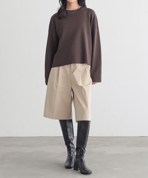for/c（フォーシー）の「[新色追加]スウェットライクシンプルニット【サスティナブル】（ニット/セーター・レディース・ブラック/オフホワイト/グレー/ブラウン/ネイビー/グリーン・M/L/LL/S）」の11枚目の写真