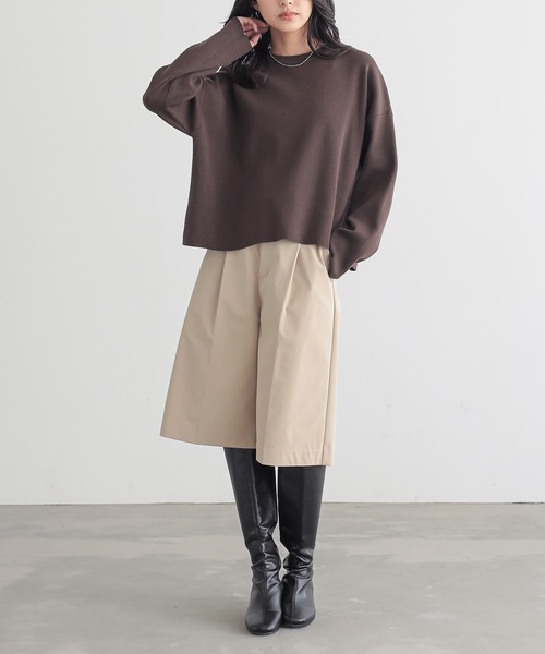 for/c（フォーシー）の「[新色追加]スウェットライクシンプルニット【サスティナブル】（ニット/セーター・レディース・ブラック/オフホワイト/グレー/ブラウン/ネイビー/グリーン・M/L/LL/S）」の16枚目の写真