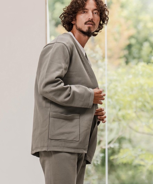 CAMBIO（カンビオ）の「mcg3735-Airy Knit Jacket Like Cardigan ニットカーディガン(A55025cmb)（カーディガン/ボレロ・メンズ・ブラック/グレイッシュベージュ/キナリ/チャコール・S/M/L）」の4枚目の写真