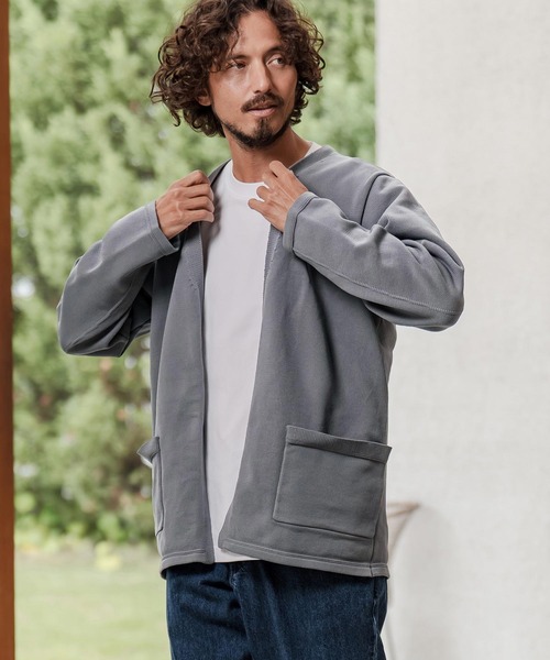 CAMBIO（カンビオ）の「mcg3735-Airy Knit Jacket Like Cardigan ニットカーディガン(A55025cmb)（カーディガン/ボレロ・メンズ・ブラック/グレイッシュベージュ/キナリ/チャコール・S/M/L）」の3枚目の写真