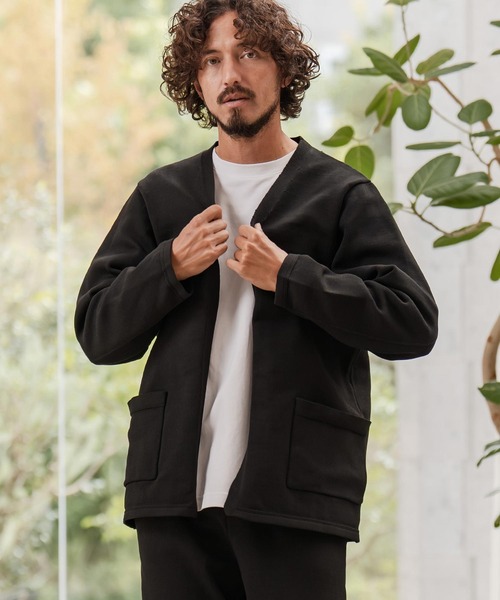CAMBIO（カンビオ）の「mcg3735-Airy Knit Jacket Like Cardigan ニットカーディガン(A55025cmb)（カーディガン/ボレロ・メンズ・ブラック/グレイッシュベージュ/キナリ/チャコール・S/M/L）」の5枚目の写真
