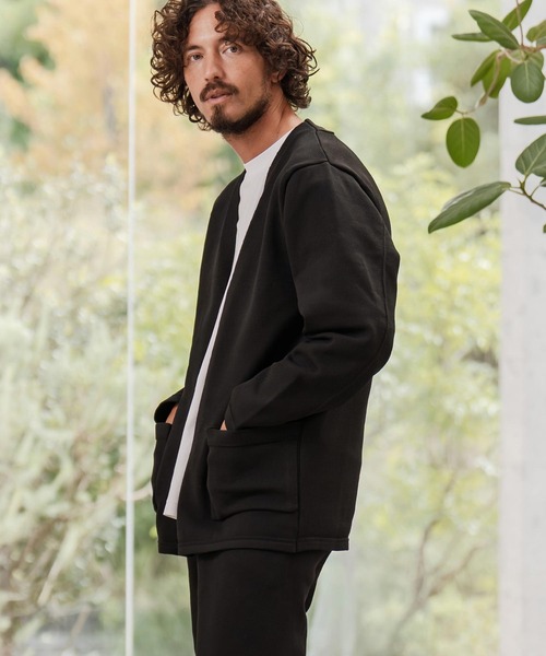 CAMBIO（カンビオ）の「mcg3735-Airy Knit Jacket Like Cardigan ニットカーディガン(A55025cmb)（カーディガン/ボレロ・メンズ・ブラック/グレイッシュベージュ/キナリ/チャコール・S/M/L）」の6枚目の写真