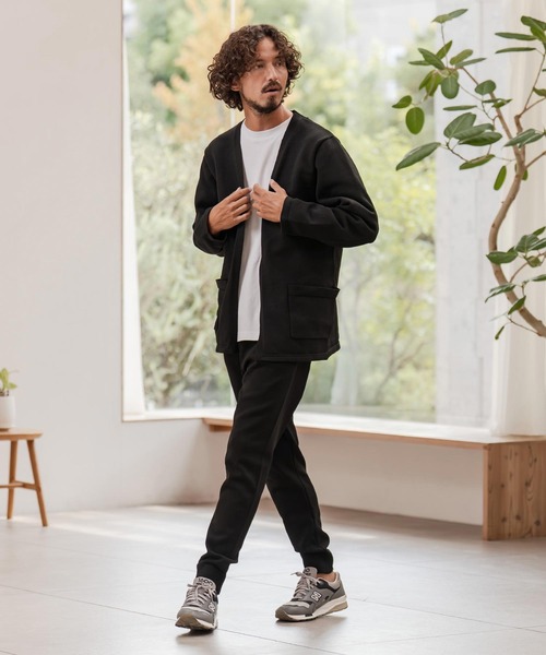 CAMBIO（カンビオ）の「mcg3735-Airy Knit Jacket Like Cardigan ニットカーディガン(A55025cmb)（カーディガン/ボレロ・メンズ・ブラック/グレイッシュベージュ/キナリ/チャコール・S/M/L）」の7枚目の写真