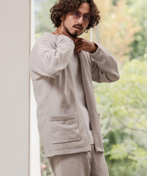CAMBIO（カンビオ）の「mcg3735-Airy Knit Jacket Like Cardigan ニットカーディガン(A55025cmb)（カーディガン/ボレロ・メンズ・ブラック/グレイッシュベージュ/キナリ/チャコール・S/M/L）」の10枚目の写真