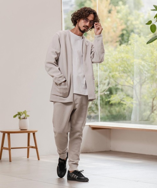 CAMBIO（カンビオ）の「mcg3735-Airy Knit Jacket Like Cardigan ニットカーディガン(A55025cmb)（カーディガン/ボレロ・メンズ・ブラック/グレイッシュベージュ/キナリ/チャコール・S/M/L）」の9枚目の写真
