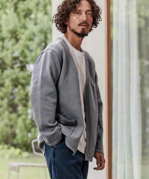 CAMBIO（カンビオ）の「mcg3735-Airy Knit Jacket Like Cardigan ニットカーディガン(A55025cmb)（カーディガン/ボレロ・メンズ・ブラック/グレイッシュベージュ/キナリ/チャコール・S/M/L）」の13枚目の写真