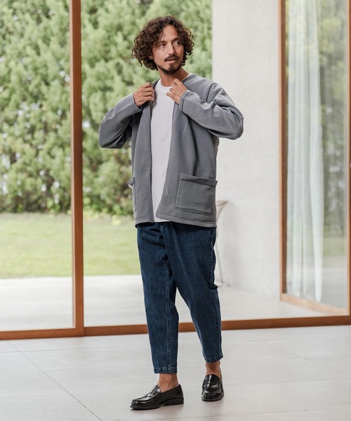 CAMBIO（カンビオ）の「mcg3735-Airy Knit Jacket Like Cardigan ニットカーディガン(A55025cmb)（カーディガン/ボレロ・メンズ・ブラック/グレイッシュベージュ/キナリ/チャコール・S/M/L）」の15枚目の写真