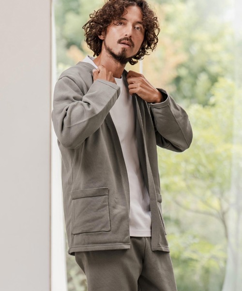 CAMBIO（カンビオ）の「mcg3735-Airy Knit Jacket Like Cardigan ニットカーディガン(A55025cmb)（カーディガン/ボレロ・メンズ・ブラック/グレイッシュベージュ/キナリ/チャコール・S/M/L）」の14枚目の写真