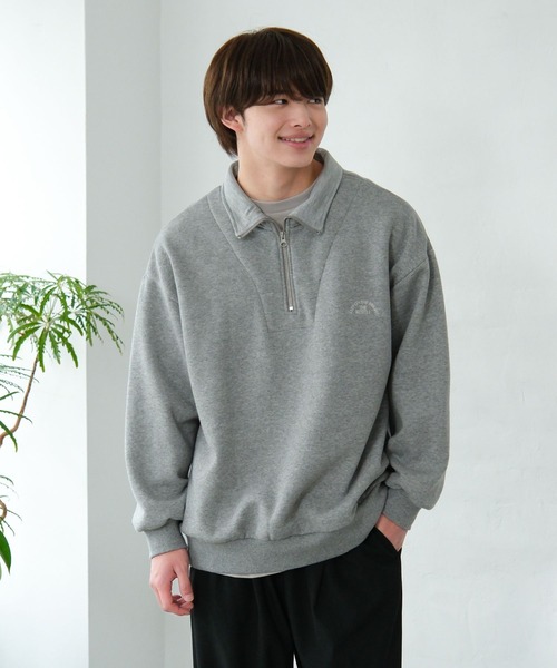 GLOBAL WORK(グローバルワーク)の「あったか裏起毛ハーフジップスウェット/AND YUA ANY/591458(スウェット・キッズ・ダークグレー/ライトグレー・MEDIUM/LARGE)」の2枚目の写真