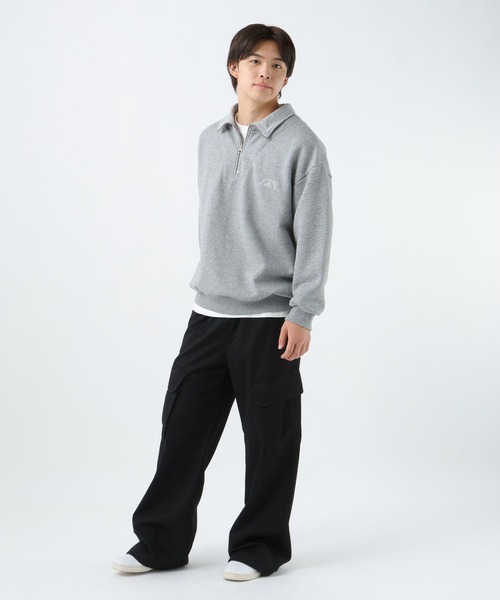 GLOBAL WORK(グローバルワーク)の「あったか裏起毛ハーフジップスウェット/AND YUA ANY/591458(スウェット・キッズ・ダークグレー/ライトグレー・MEDIUM/LARGE)」の6枚目の写真