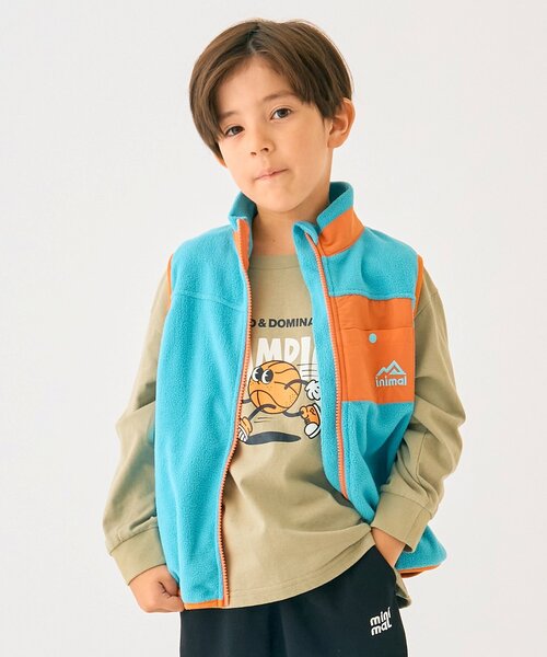 minimal（ミニマル）の「フリースベスト（ベスト・キッズ・ブラック/オフホワイト/ターコイズブルー/カラフル・130cm/120cm/100cm/140cm/110cm/90cm）」の3枚目の写真