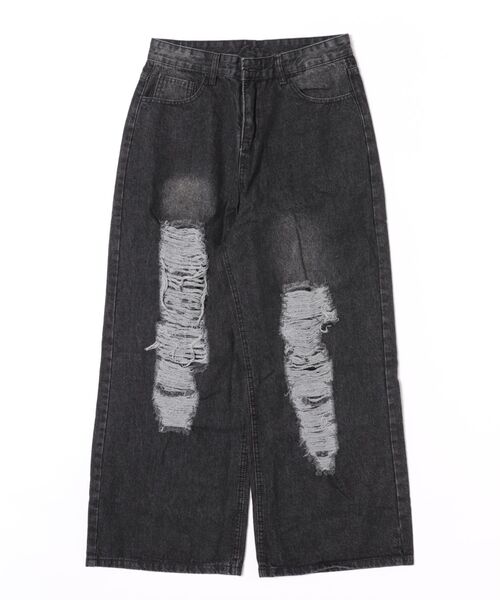 Revo.（レボ）の「クラッシュダメージ ワイド デニムパンツ（デニムパンツ・メンズ・ブルー/ブラック・M/XL）」の12枚目の写真