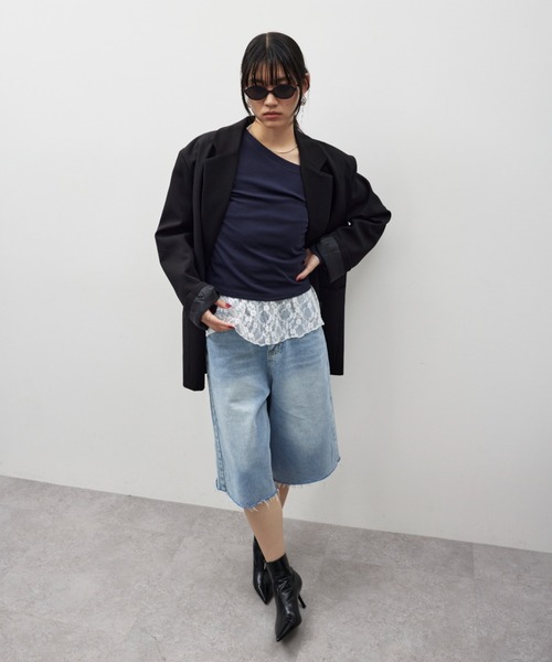 HANNE(アン)の「バミューダデニムパンツ(デニムパンツ・レディース・ネイビー/ブルー・S/M)」の3枚目の写真
