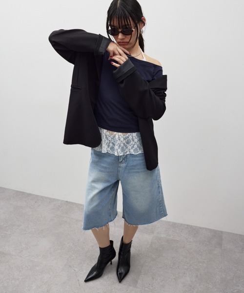 HANNE(アン)の「バミューダデニムパンツ(デニムパンツ・レディース・ネイビー/ブルー・S/M)」の4枚目の写真