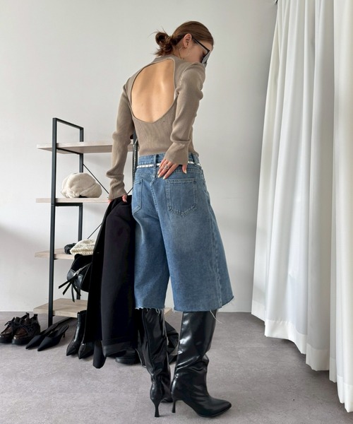 HANNE(アン)の「バミューダデニムパンツ(デニムパンツ・レディース・ネイビー/ブルー・S/M)」の5枚目の写真