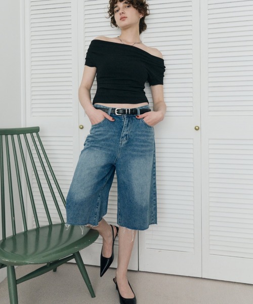 HANNE(アン)の「バミューダデニムパンツ(デニムパンツ・レディース・ネイビー/ブルー・S/M)」の7枚目の写真