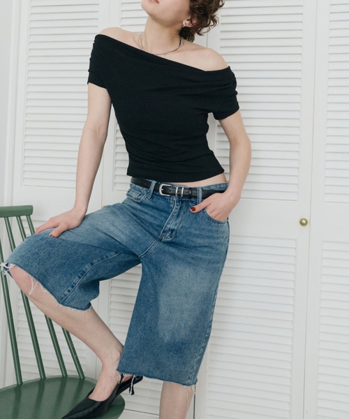 HANNE(アン)の「バミューダデニムパンツ(デニムパンツ・レディース・ネイビー/ブルー・S/M)」の8枚目の写真
