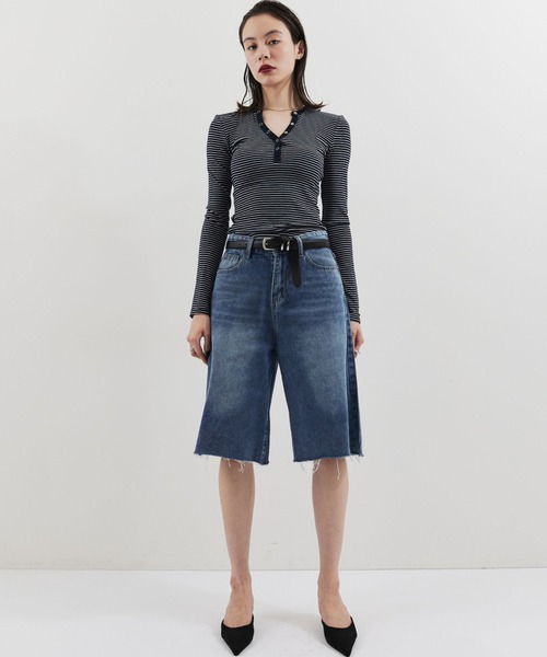 HANNE(アン)の「バミューダデニムパンツ(デニムパンツ・レディース・ネイビー/ブルー・S/M)」の10枚目の写真