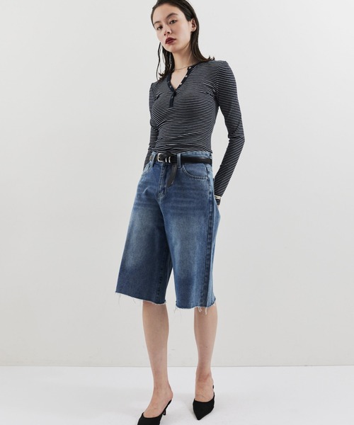 HANNE(アン)の「バミューダデニムパンツ(デニムパンツ・レディース・ネイビー/ブルー・S/M)」の12枚目の写真