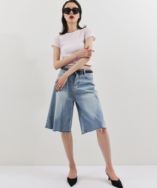 HANNE(アン)の「バミューダデニムパンツ(デニムパンツ・レディース・ネイビー/ブルー・S/M)」の21枚目の写真