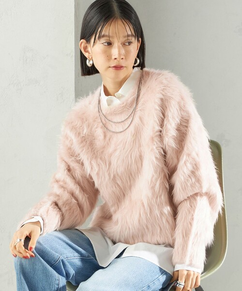 セール】〈手洗い可能〉シャギー ファー クルーネック プルオーバー