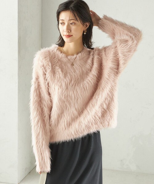 セール】〈手洗い可能〉シャギー ファー クルーネック プルオーバー