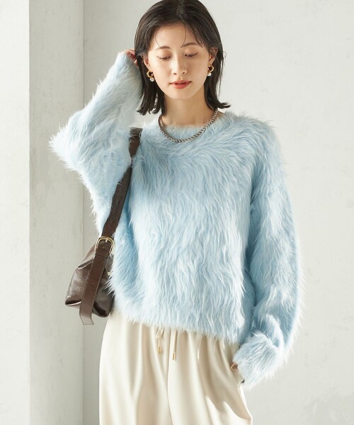 セール】〈手洗い可能〉シャギー ファー クルーネック プルオーバー