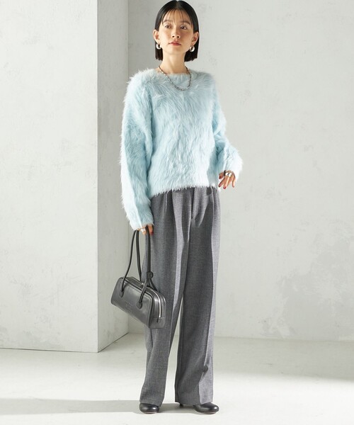 セール】〈手洗い可能〉シャギー ファー クルーネック プルオーバー