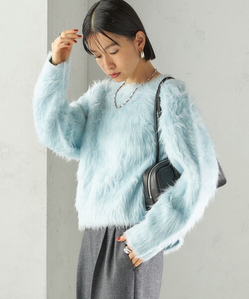 セール】〈手洗い可能〉シャギー ファー クルーネック プルオーバー