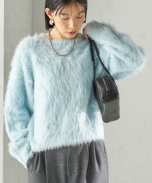 セール】〈手洗い可能〉シャギー ファー クルーネック プルオーバー