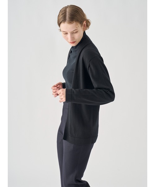 UNISEX］ノーカラー長袖ボタンレスニットカーディガン（カーディガン