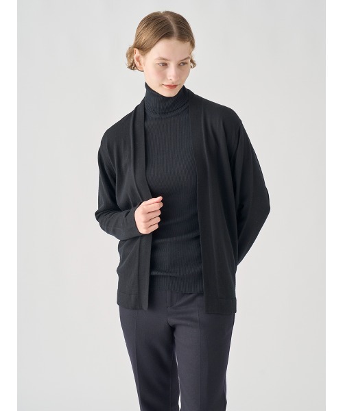 UNISEX］ノーカラー長袖ボタンレスニットカーディガン（カーディガン