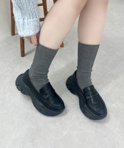 完売⭐︎DIANTE ブラック ローファー 厚底 取り寄せ] M-895-C6 / 厚底ローファー【NEW ROCK】 | Spider Rock Web