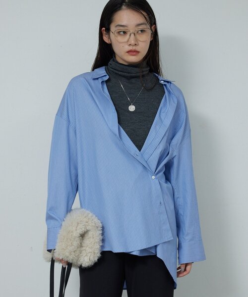 GALLARDAGALANTE(ガリャルダガランテ)の「【2way 】オーバーシャツ(シャツ/ブラウス・レディース・ホワイト/サックスブルー・FREE)」の2枚目の写真