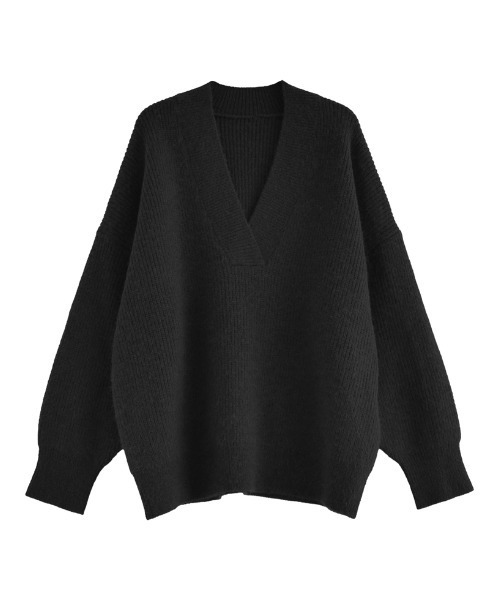 2025AW COLLECTION][静電気防止]深Vネックニットプルオーバー（ニット
